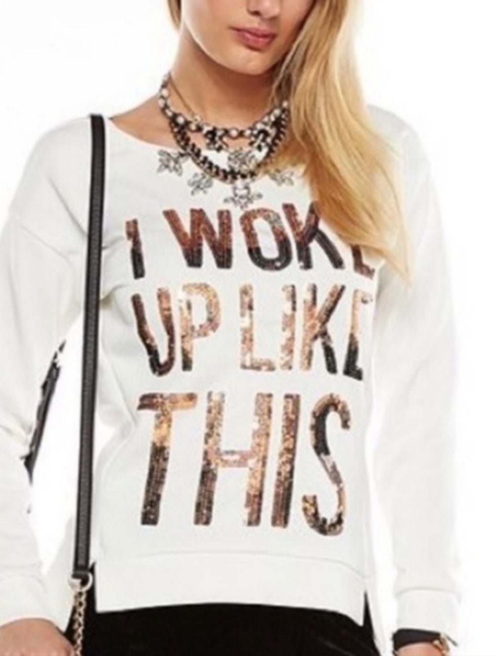 *SALE* NWT Juicy Couture White Sweatshirt Bronze Gold Sequin Sweatshirt